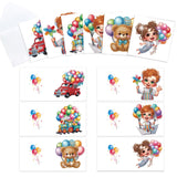 6pcs Diamond Painting Kit Greeting Card, Balloon Truck 5D DIY Diamond Handmade Holiday Greeting Card with Envelope, Christmas Gift Congratulation