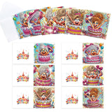 6pcs Diamond Painting Kit Greeting Card, Quirky Ladies 5D DIY Diamond Handmade Holiday Greeting Card with Envelope, Christmas Gift Congratulation