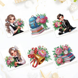 6pcs Diamond Painting Kit Greeting Card, Book Lady 5D DIY Diamond Handmade Holiday Greeting Card with Envelope, Christmas Gift Congratulation