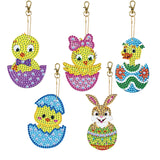 5 Pieces DIY Diamond Painting Keychains Kit, 5D Special Shaped Diamond Diamond Art Key Chain Ornaments, Creative Handmade Gifts