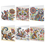 6pcs Diamond Art Painting Kit Greeting Card, Flower Butterfly Kitten 5D DIY Special Shape Diamond Greeting Card Creative Gifts, Christmas Thanksgiving Greeting Card Congratulation