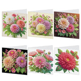 6pcs Diamond Art Painting Kit Greeting Card, Peony Flower 5D DIY Special Shape Diamond Greeting Card Creative Gifts, Christmas Thanksgiving Greeting Card Congratulation