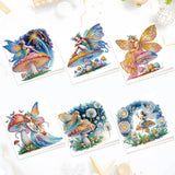 6pcs Diamond Painting Kit Greeting Card, Mushroom Genie 5D DIY Diamond Handmade Holiday Greeting Card with Envelope, Christmas Gift Congratulation