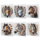 6pcs Diamond Art Painting Kit Greeting Card, Featured Horse 5D DIY Special Shape Diamond Greeting Card Creative Gifts, Christmas Thanksgiving Greeting Card Congratulation