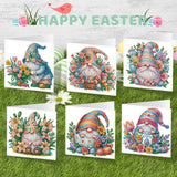 6pcs Diamond Art Painting Kit Greeting Card, Gnome 5D DIY Diamond Handmade Holiday Greeting Card with Envelope, Christmas Gift Congratulation