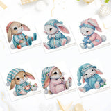 6pcs Diamond Painting Kit Greeting Card, Rabbit 5D DIY Diamond Handmade Holiday Greeting Card with Envelope, Christmas Gift Congratulations