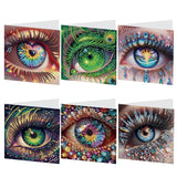 6pcs Diamond Art Painting Set Greeting Card, Deep Eyes 5D DIY Special Shape Diamond Greeting Card Creative Gifts, Christmas Thanksgiving Greeting Card Congratulation