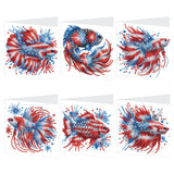 6pcs Diamond Art Painting Kit Greeting Card, Red Carp 5D DIY Special Shape Diamond Greeting Card Creative Gifts, Christmas Thanksgiving Greeting Card Congratulation