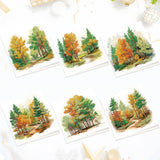 6pcs Diamond Painting Kit Greeting Card, Trees 5D DIY Diamond Handmade Holiday Greeting Card with Envelope, Christmas Gift Congratulations