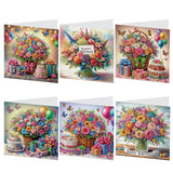 6 Pieces Diamond Art Painted Greeting Cards, Trendy Music Elderly 5D DIY Special Shape Diamond Card Creative Gifts, Christmas Thanksgiving Greeting Cards Congratulation