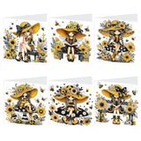 6pcs Diamond Art Painting Kit Greeting Card, Sunflower Genie 5D DIY Special Shape Diamond Greeting Card Creative Gifts, Christmas Thanksgiving Greeting Card Congratulation