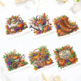 6pcs Diamond Painting Kit Greeting Card, Pumpkin 5D DIY Diamond Handmade Holiday Greeting Card with Envelope, Christmas Gift Congratulation