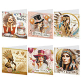 6 pcs Diamond Art Painted Greeting Card, Birthday Gift Kitten 5D DIY Special Shape Diamond Card Creative Gift, Christmas Thanksgiving Greeting Card Congratulation