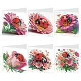 6pcs Diamond Art Painting Kit Greeting Card, Bugs in Flowers 5D DIY Special Shape Diamond Greeting Card Creative Gifts, Christmas Thanksgiving Greeting Card Congratulation