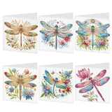 6pcs Diamond Art Painting Set Greeting Card, Dragonfly 5D DIY Special Shape Diamond Greeting Card Creative Gifts, Christmas Thanksgiving Greeting Card Congratulation