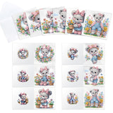6pcs Diamond Painting Kit Greeting Card, Bow Bear 5D DIY Diamond Handmade Holiday Greeting Card with Envelope, Christmas Gift Congratulation