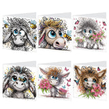6pcs Diamond Art Painting Kit Greeting Card, Messy Goat 5D DIY Special Shape Diamond Greeting Card Creative Gifts, Christmas Thanksgiving Greeting Card Congratulation
