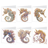 6pcs Diamond Art Painting Set Greeting Card, Hippocampus 5D DIY Special Shape Diamond Greeting Card Creative Gifts, Christmas Thanksgiving Greeting Card Congratulation