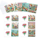 6pcs Diamond Painting Kit Greeting Card, Tulip Butterfly 5D DIY Diamond Handmade Holiday Greeting Card with Envelope, Christmas Gift Congratulation