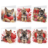 6pcs Diamond Art Painting Kit Greeting Cards, Love German Shepherd 5D DIY Special Shape Diamond Greeting Cards Creative Gifts, Christmas Thanksgiving Greeting Cards Congratulation