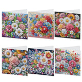6 pcs Diamond Art Painted Greeting Card, Leopard in Flower 5D DIY Special Shape Diamond Card Creative Gift, Christmas Thanksgiving Greeting Card Congratulation