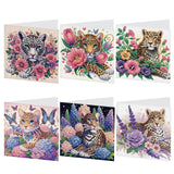 6 pcs Diamond Art Painted Greeting Card, Butterfly Flower Bush Owl 5D DIY Special Shape Diamond Card Creative Gift, Christmas Thanksgiving Greeting Card Congratulation