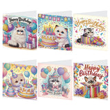 6pcs Diamond Painting Kit Greeting Card, Mermaid 5D DIY Diamond Handmade Holiday Greeting Card with Envelope, Christmas Gift Congratulation