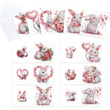6pcs Diamond Painting Kit Greeting Card, Love Bunny 5D DIY Diamond Handmade Holiday Greeting Card with Envelope, Christmas Gift Congratulation