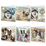 6pcs Diamond Art Painting Kit Greeting Card, Puppy Balloon 5D DIY Special Shape Diamond Greeting Card Creative Gifts, Christmas Thanksgiving Greeting Card Congratulation
