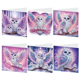 6pcs Diamond Art Painting Kit Greeting Card, Spread Wings Owl 5D DIY Special Shape Diamond Greeting Card Creative Gifts, Christmas Thanksgiving Day Greeting Card Congratulation