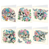 6pcs Diamond Art Painting Kit Greeting Card, Skull Rose 5D DIY Special Shape Diamond Greeting Card Creative Gifts, Christmas Thanksgiving Greeting Card Congratulation