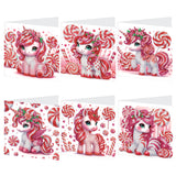 6pcs Diamond Art Painting Kit Greeting Card, Pink Lollipop Horse 5D DIY Special Shape Diamond Greeting Card Creative Gifts, Christmas Thanksgiving Greeting Card Congratulation