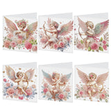 6pcs Diamond Art Painting Kit Greeting Card, Pale Pink Angel 5D DIY Special Shape Diamond Greeting Card Creative Gift, Christmas Thanksgiving Greeting Card Congratulation