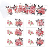 6pcs Diamond Painting Kit Greeting Card, Pink Rose 5D DIY Diamond Handmade Holiday Greeting Card with Envelope, Christmas Gift Congratulation