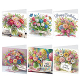 6pcs Diamond Art Painting Kit Greeting Card, Flower Horse 5D DIY Special Shape Diamond Greeting Card Creative Gift, Christmas Thanksgiving Greeting Card Congratulation
