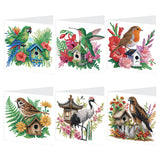 6pcs Diamond Art Painting Kit Greeting Card, Birdie Bird's Nest 5D DIY Special Shape Diamond Greeting Card Creative Gifts, Christmas Thanksgiving Greeting Card Congratulation