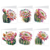 6pcs Diamond Art Painting Set Greeting Card, Cactus Flower 5D DIY Special Shape Diamond Greeting Card Creative Gifts, Christmas Thanksgiving Day Greeting Card Congratulation