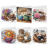 6pcs Diamond Art Painting Kit Greeting Card, Rose Sun Coffee Mug 5D DIY Special Shape Diamond Greeting Card Creative Gifts, Christmas Thanksgiving Greeting Card Congratulation