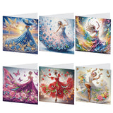 6 pcs Diamond Art Painting Greeting Card, Elegant Temperament Ladies 5D DIY Special Shape Diamond Card Creative Gift, Christmas Thanksgiving Greeting Card Congratulation