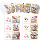 6pcs Diamond Painting Kit Greeting Card, Little Elephant Fawn 5D DIY Diamond Handmade Holiday Greeting Card with Envelope, Christmas Gift Congratulations