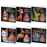 6pcs Diamond Art Painting Kit Greeting Card, Crocodile Elephant etc Birthday Party 5D DIY Special Shape Diamond Greeting Card Creative Gift, Christmas Thanksgiving Greeting Card Congratulation