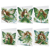6 pcs Diamond Art Painted Greeting Card, Coffee Cup Kitten 5D DIY Special Shape Diamond Card Creative Gift, Christmas Thanksgiving Greeting Card Congratulation
