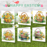 6pcs Diamond Painting Kit Greeting Card, Flower Bunny 5D DIY Diamond Handmade Holiday Greeting Card with Envelope, Christmas Gift Congratulation