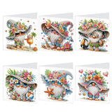 6pcs Diamond Art Painting Set Greeting Card, Fashion Seaside Gnome 5D DIY Special Shape Diamond Greeting Card Creative Gifts, Christmas Thanksgiving Greeting Card Congratulations