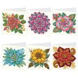 6pcs Diamond Art Painting Kit Greeting Cards, Pretty Flowers 5D DIY Special Shape Diamond Greeting Card Creative Gifts, Christmas Thanksgiving Greeting Card Congratulation