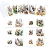 6pcs Diamond Painting Kit Greeting Card, Wolfdog 5D DIY Diamond Handmade Holiday Greeting Card with Envelope, Christmas Gift Congratulation