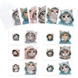 6pcs Diamond Painting Kit Greeting Card, Hat Cat 5D DIY Diamond Handmade Holiday Greeting Card with Envelope, Christmas Gift Congratulation