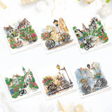 6pcs Diamond Painting Kit Greeting Card, Ideal House Bicycle 5D DIY Diamond Handmade Holiday Greeting Card with Envelope, Christmas Gift Congratulation