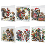 6 pcs Diamond Art Painted Greeting Card, Cup Cat 5D DIY Special Shape Diamond Card Creative Gift, Christmas Thanksgiving Greeting Card Congratulation