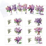 6pcs Diamond Painting Kit Greeting Card, Violet Flower 5D DIY Diamond Handmade Holiday Greeting Card with Envelope, Christmas Gift Congratulation